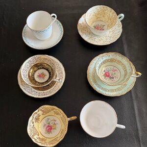 Vintage Tea Cup Lot Variety Set of 4 Cups and Saucers and Two Cups
